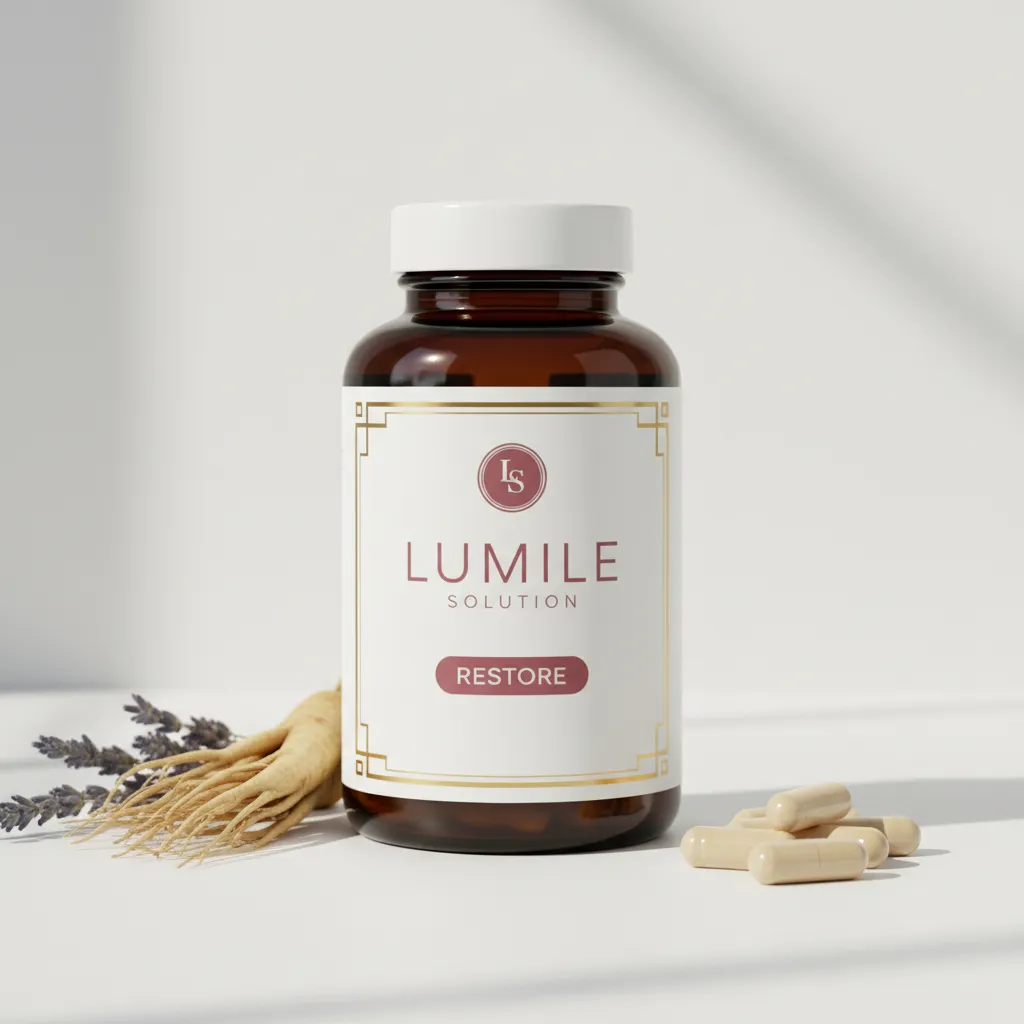 Lumile Solution white pharmacy-style supplement bottle with label showing LUMILE SOLUTION